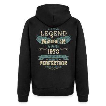 Avril 1973 Vintage Vintage Cadeau d’anniversaire - Veste à capuche bio Premium Unisexe - noir - Dos - Nico (187cm)