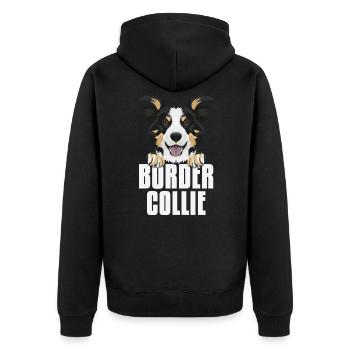 Border Collie souriant - Veste à capuche bio Premium Unisexe - noir - Dos - Nico (187cm)