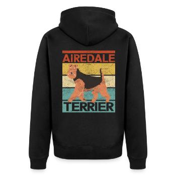 Airedale Terrier Hund Hundebesitzer Geschenk - Unisex Premium Bio Zip Hoodie - Schwarz - Hinten - Nico (187cm)