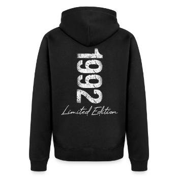 Geburtstag 1992 Limited Edition Geschenk Used Cool - Unisex Premium Bio Zip Hoodie - Schwarz - Hinten - Nico (187cm)
