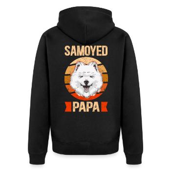 Samoyed Papa Dog Owner Owner Gift - Unisex Premium Organic Zip Hoodie - black - Back - Nico (187cm)
