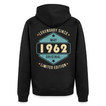 Mai 1962 Vintage Retro Anniversaire - Veste à capuche bio Premium Unisexe - noir - Dos - Nico (187cm)