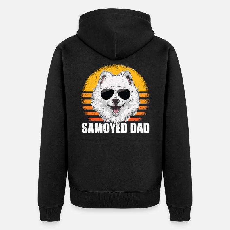 Samojede Dad | Herrchen Hundebesitzer Geschenk - Unisex Premium Bio Zip Hoodie - Schwarz