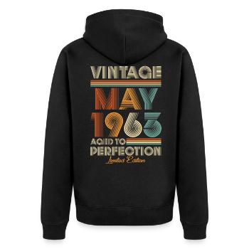 Vintage Aged To Perfection May 1963 - Unisex Premium Organic Zip Hoodie - black - Back - Nico (187cm)