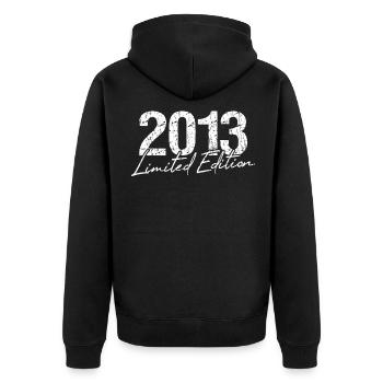 Geburtstag 2013 Limited Edition Geschenk Used Cool - Unisex Premium Bio Zip Hoodie - Schwarz - Hinten - Nico (187cm)