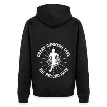 Marathon Runner Crazy Runners Running - Unisex Premium Bio Zip Hoodie - Schwarz - Hinten - Nico (187cm)