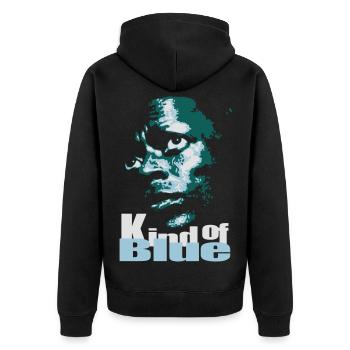 Blauer Jazz Flex - Unisex Premium Bio Zip Hoodie - Schwarz - Hinten - Nico (187cm)