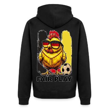 Hahn Fussball Deutschlandfarben Flagge Fahne - Unisex Premium Bio Zip Hoodie - Schwarz - Hinten - Nico (187cm)