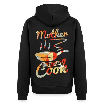 Mom Cook - Unisex Premium Organic Zip Hoodie - black - Back - Nico (187cm)