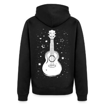 Ukulele Illustration - Unisex Premium Bio Zip Hoodie - Schwarz - Hinten - Nico (187cm)