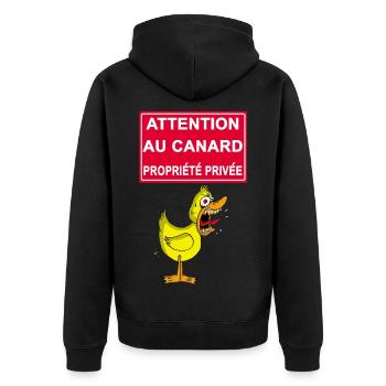 Attention au canard ! - Veste à capuche bio Premium Unisexe - noir - Dos - Nico (187cm)