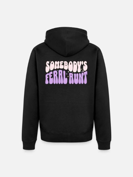Somebody’s Feral Aunt - Unisex Premium Organic Zip Hoodie - black