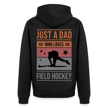 Cooles Feldhockey T-Shirt Design für Väter. - Unisex Premium Bio Zip Hoodie - Schwarz - Hinten - Nico (187cm)