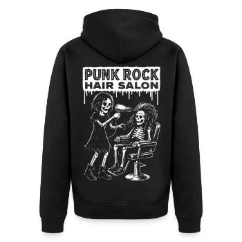 Punk Rock Skeletons Hair Styling - Unisex Premium Organic Zip Hoodie - black - Back - Nico (187cm)