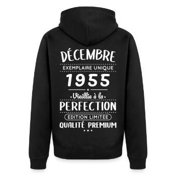 70th Anniversary - December 1955 Perfection - Unisex Premium Organic Zip Hoodie - black - Back - Nico (187cm)