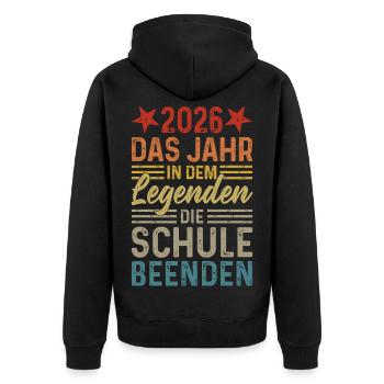 2026 The Year Legends Finish School - Unisex Premium Organic Zip Hoodie - black - Back - Nico (187cm)