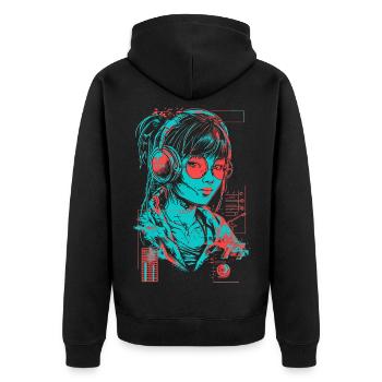 Casque Girl Girl Woman Musique Son Beat Rose néon - Veste à capuche bio Premium Unisexe - noir - Dos - Nico (187cm)