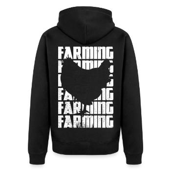 Landwirtschaft - Unisex Premium Bio Zip Hoodie - Schwarz - Hinten - Nico (187cm)