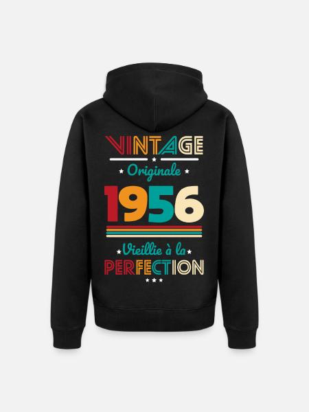 1956 – Jahrgang – Perfekt gereift - Unisex Premium Bio Zip Hoodie - Schwarz