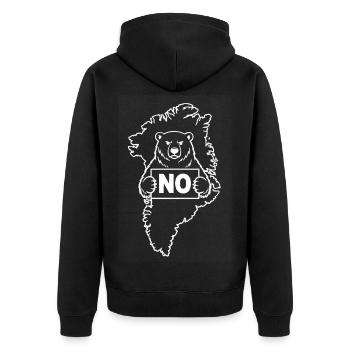 Greenland Is Not For Sale - Unisex Premium Organic Zip Hoodie - black - Back - Nico (187cm)