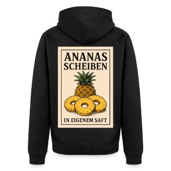 Ananas Kostüm Konserve Obst Karneval Fasching - Unisex Premium Bio Zip Hoodie - Schwarz - Hinten - Nico (187cm)