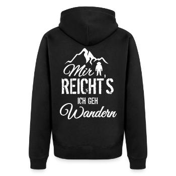 Mir reicht's: ich Geh Wandern - Unisex Premium Bio Zip Hoodie - Schwarz - Hinten - Nico (187cm)