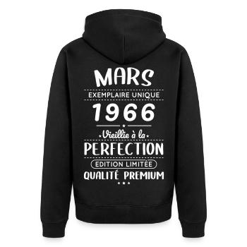 60th Anniversary - March 1966 Perfection - Unisex Premium Organic Zip Hoodie - black - Back - Nico (187cm)