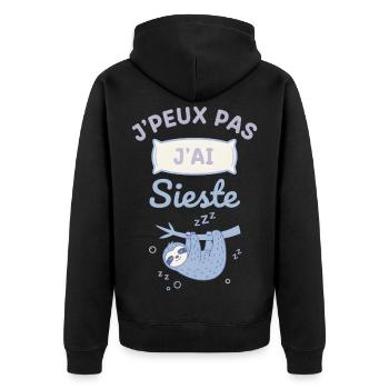 Faultiers süßes Nickerchen - Unisex Premium Bio Zip Hoodie - Schwarz - Hinten - Nico (187cm)