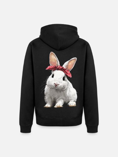 Bunny Rabbit Bow - Unisex Premium Organic Zip Hoodie - black