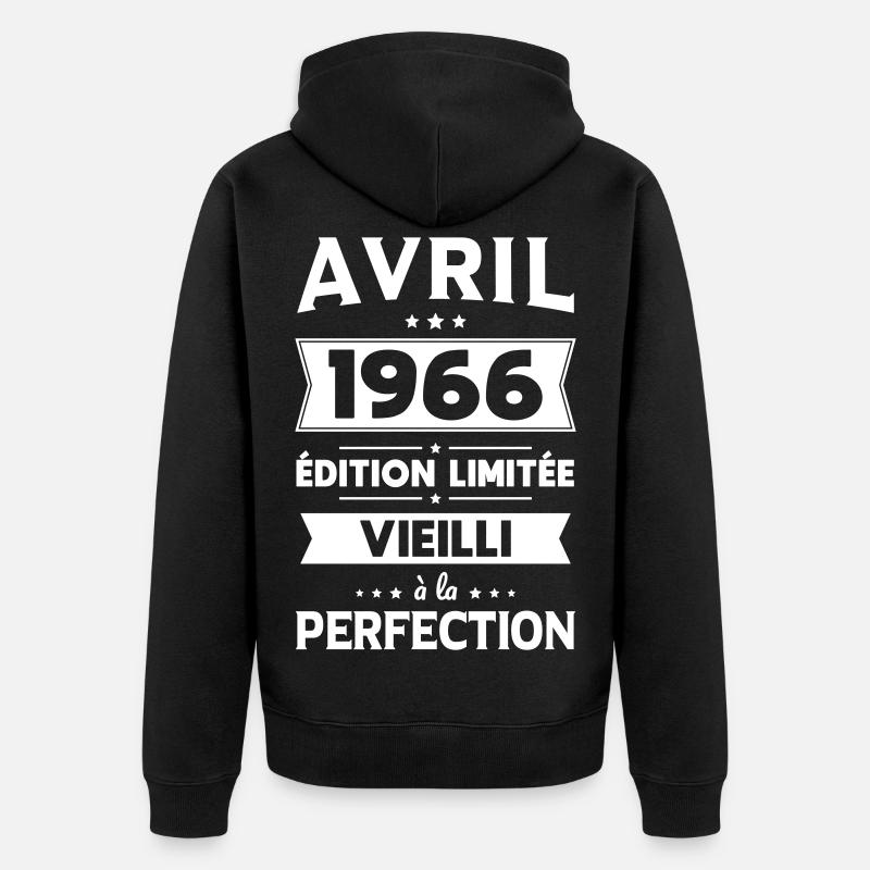 60-jähriges Jubiläum – April 1966 Perfektion - Unisex Premium Bio Zip Hoodie - Schwarz