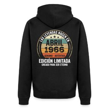 Avril 1966 Cadeau 60e Anniversaire Avril 1966 - Veste à capuche bio Premium Unisexe - noir - Dos - Nico (187cm)
