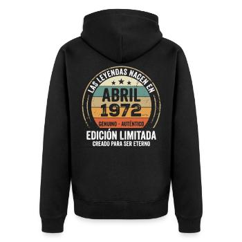Avril 1972 Cadeau 54e Anniversaire Avril 1972 - Veste à capuche bio Premium Unisexe - noir - Dos - Nico (187cm)