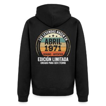 Avril 1971 Cadeau 55e Anniversaire Avril 1971 - Veste à capuche bio Premium Unisexe - noir - Dos - Nico (187cm)