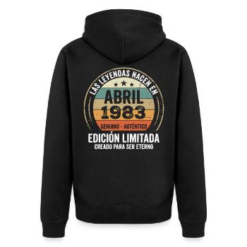 Avril 1983 Cadeau 43e Anniversaire Avril 1983 - Veste à capuche bio Premium Unisexe - noir - Dos - Nico (187cm)