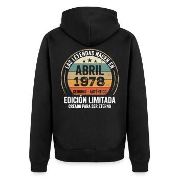 Avril 1978 Cadeau 48e Anniversaire Avril 1978 - Veste à capuche bio Premium Unisexe - noir - Dos - Nico (187cm)