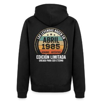 Avril 1985 Cadeau 41e Anniversaire Avril 1985 - Veste à capuche bio Premium Unisexe - noir - Dos - Nico (187cm)