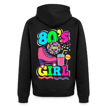Retour rétro au design vintage des années 80 - Veste à capuche bio Premium Unisexe - noir - Dos - Nico (187cm)