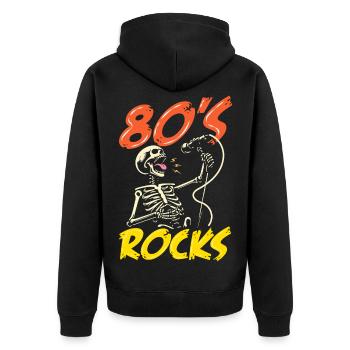 Retour rétro au design vintage des années 80 - Veste à capuche bio Premium Unisexe - noir - Dos - Nico (187cm)