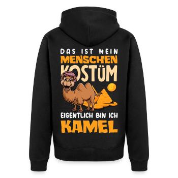 Menschen Kostüm Eigentlich Bin Ich Kamel Fasching - Unisex Premium Bio Zip Hoodie - Schwarz - Hinten - Nico (187cm)