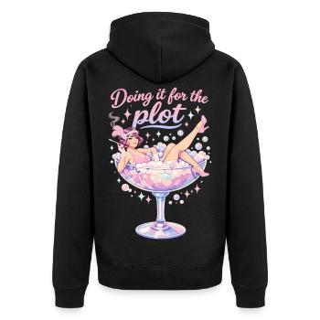 Doing it for the plot | Vintage Flapper Pastell - Unisex Premium Bio Zip Hoodie - Schwarz - Hinten - Nico (187cm)