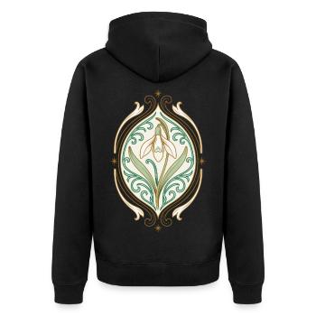 Jugendstil Iris Ornament - Unisex Premium Bio Zip Hoodie - Schwarz - Hinten - Nico (187cm)