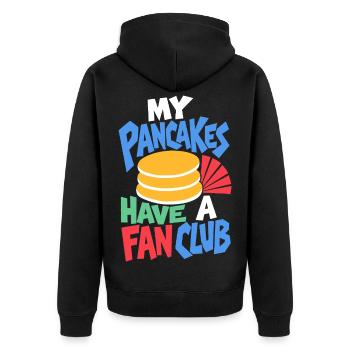 Pfannkuchen Fanclub – My Pancakes Have a Fan Club - Unisex Premium Bio Zip Hoodie - Schwarz - Hinten - Nico (187cm)