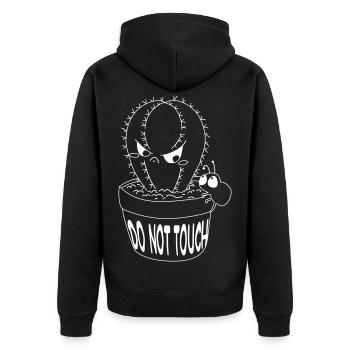 Kaktusfreund Nicht Anfassen - Unisex Premium Bio Zip Hoodie - Schwarz - Hinten - Nico (187cm)