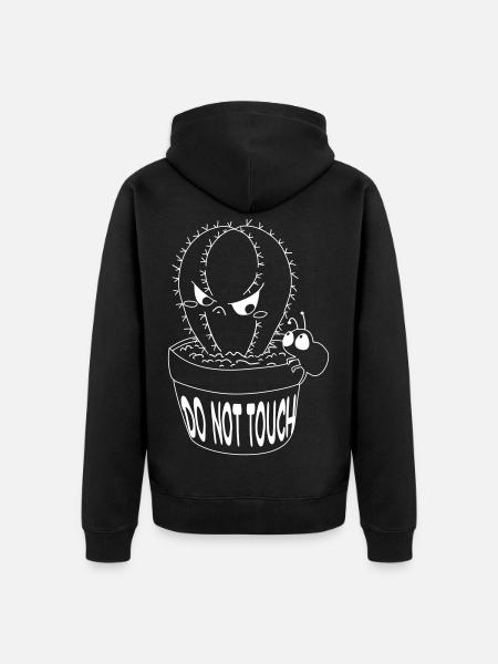 Kaktusfreund Nicht Anfassen - Unisex Premium Bio Zip Hoodie - Schwarz