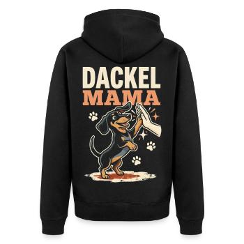 Dackel Mama Pfoten High Five Hundeliebe Spruch - Unisex Premium Bio Zip Hoodie - Schwarz - Hinten - Nico (187cm)
