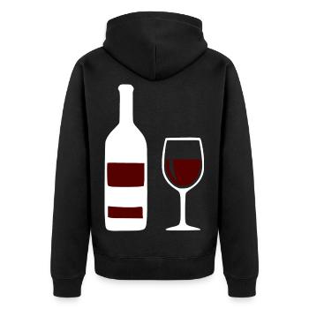 Weinflasche und Weinglas Wein Geschenk Genießer - Unisex Premium Bio Zip Hoodie - Schwarz - Hinten - Nico (187cm)