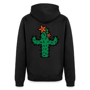 Cactus with flowers cactus with blossoms - Unisex Premium Organic Zip Hoodie - black - Back - Nico (187cm)