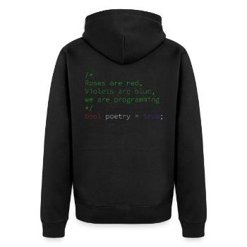 Poetic programming - Unisex Premium Organic Zip Hoodie - black - Back - Nico (187cm)