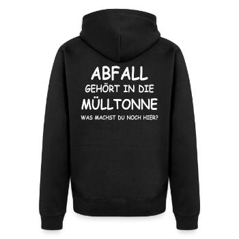 Lustige Sprüche - Unisex Premium Bio Zip Hoodie - Schwarz - Hinten - Nico (187cm)