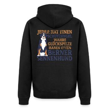 Berner Sennenhund Sennenhunde Schutzengel - Unisex Premium Bio Zip Hoodie - Schwarz - Hinten - Nico (187cm)
